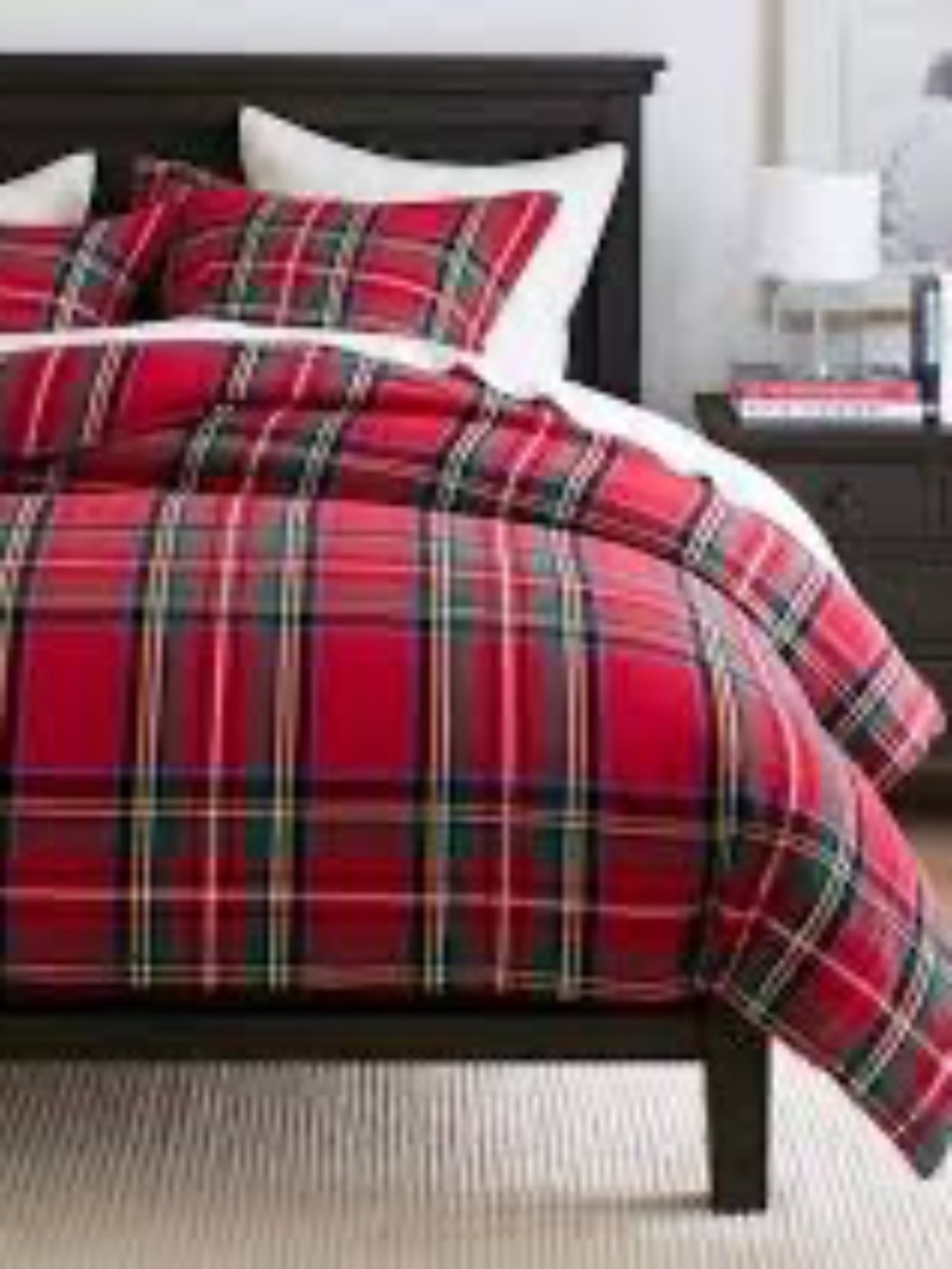 Pottery Barn Full/Queen Stewart Plaid Holiday Christmas Duvet Cover & 2 shams